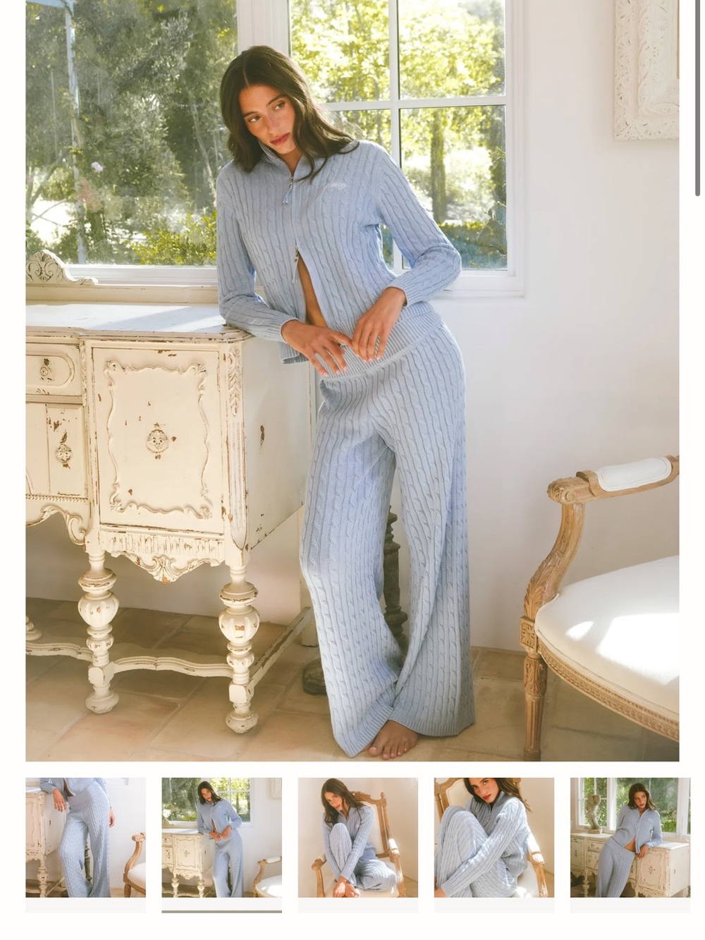 Light Blue Cable Knit Women’s Sweater Set - Brand:
